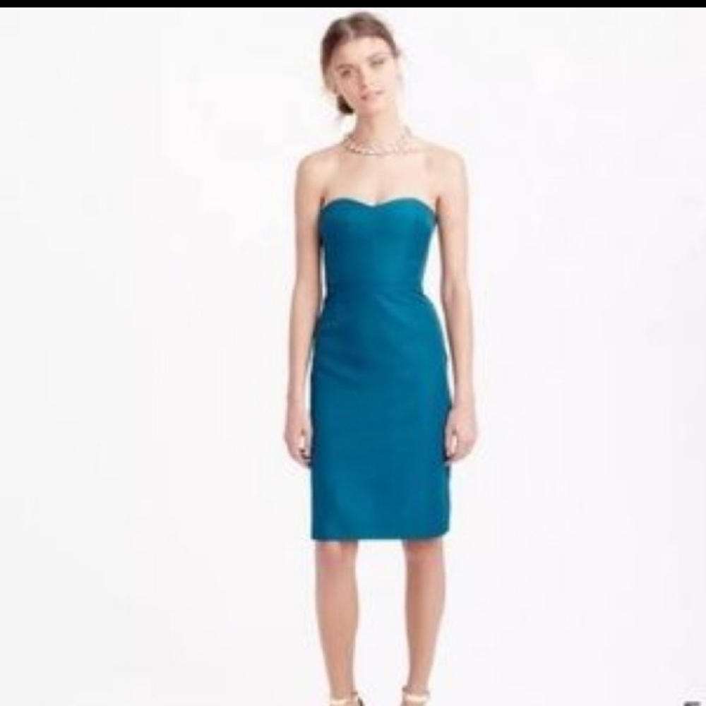 JCrew Erica Cotton Cady Strapless in Matisse Blue - Picture 1 of 7